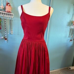 Pin Up Girl Clothing Red Swing Dress (Size Medium)